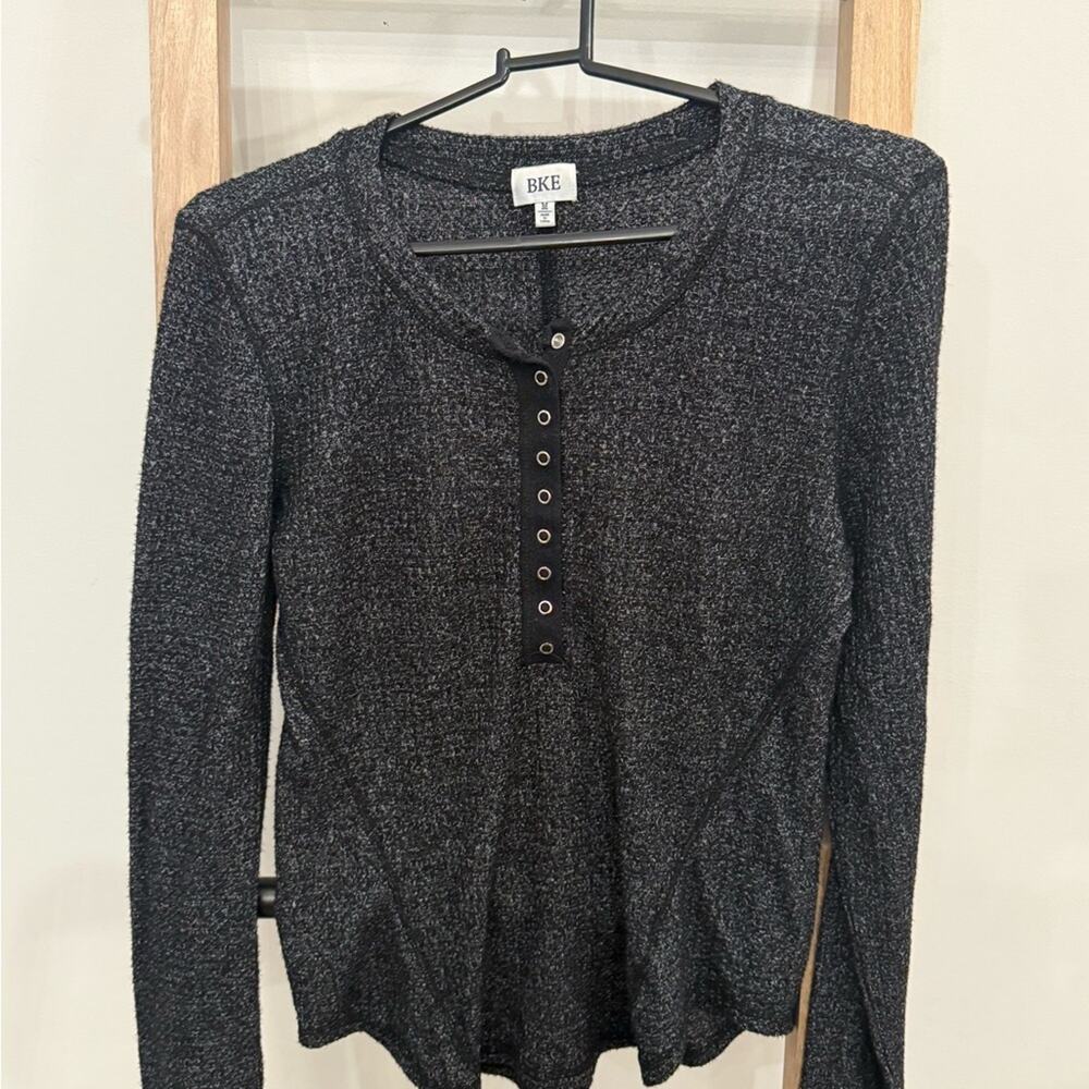 BKE Charcoal Long Sleeve Henley Top M